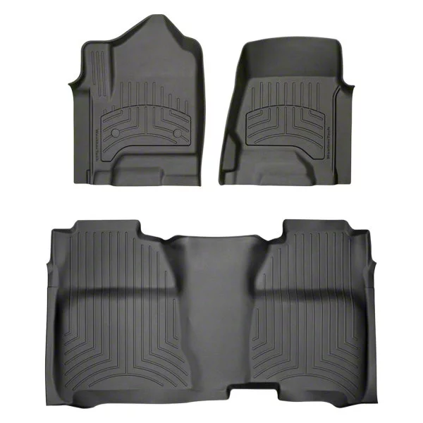 Weathertech Silverado 2500 Front and Rear Floor Liner HP; Black
