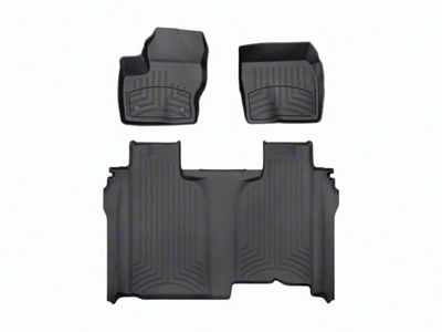 Weathertech Front and Rear Floor Liner HP; Black (20-25 Silverado 2500 HD Crew Cab w/ Front Bench Seat & w/o Rear Underseat Storage)