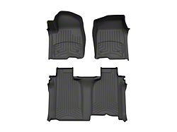 Weathertech Front and Rear Floor Liner HP; Black (20-26 Silverado 2500 HD Crew Cab w/ Front Bench Seats & Vinyl Flooring)