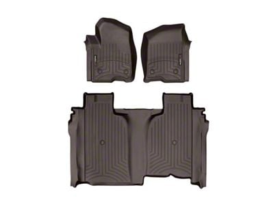 Weathertech DigitalFit Front and Rear Floor Liners; Cocoa (20-25 Silverado 3500 HD Crew Cab w/ Front Bench Seat & w/o Rear Underseat Storage)