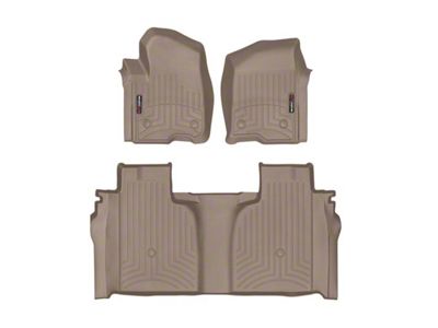 Weathertech DigitalFit Front and Rear Floor Liners; Tan (20-25 Silverado 3500 HD Crew Cab w/ Front Bucket Seats & Rear Underseat Storage)
