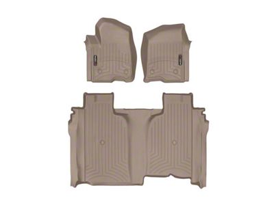 Weathertech DigitalFit Front and Rear Floor Liners; Tan (20-25 Silverado 3500 HD Crew Cab w/ Front Bucket Seats & w/o Rear Underseat Storage)
