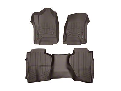 Weathertech DigitalFit Front and Rear Floor Liners; Cocoa (15-19 Silverado 3500 HD Double Cab w/o Floor Shifter)
