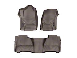 Weathertech DigitalFit Front and Rear Floor Liners; Cocoa (15-19 Silverado 3500 HD Crew Cab w/o Floor Shifter & Rear Underseat Storage)