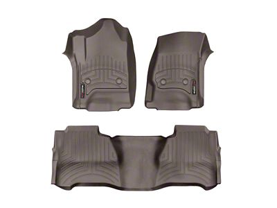 Weathertech DigitalFit Front and Rear Floor Liners; Cocoa (15-19 Silverado 3500 HD Crew Cab w/o Floor Shifter & Rear Underseat Storage)