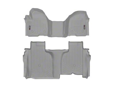 Weathertech DigitalFit Front Over the Hump and Rear Floor Liners; Gray (20-25 Silverado 3500 HD Double Cab w/ Front Bench Seat & w/o Rear Underseat Storage)