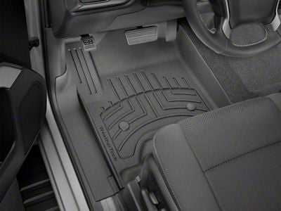 Weathertech Front and Rear Floor Liner HP; Black (20-24 Silverado 3500 HD Crew Cab w/ Front Bucket Seats & Rear Underseat Storage)