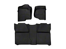 Weathertech Front and Rear Floor Liner HP; Black (07-14 Silverado 3500 HD Crew Cab w/o Floor Shifter