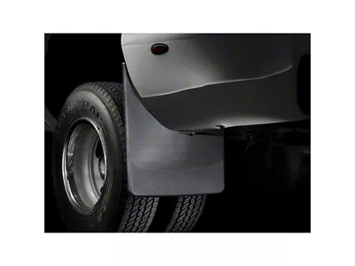 Weathertech No-Drill Mud Flaps; Rear; Black (01-06 Silverado 3500 HD DRW w/ OE Fender Flares)