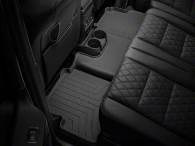 Weathertech Rear Floor Liner HP; Black (20-24 Silverado 3500 HD Crew Cab w/ Front Bucket Seat & Rear Underseat Storage Box)
