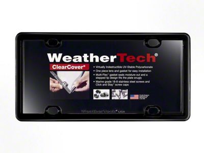 Weathertech ClearCover License Plate Frame; Black (Universal; Some Adaptation May Be Required)