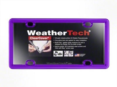 Weathertech ClearCover License Plate Frame; Purple (Universal; Some Adaptation May Be Required)