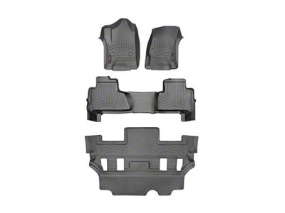 Weathertech DigitalFit Front, Rear and Third Row Floor Liners; Black (15-20 Tahoe w/ 2nd Row Bucket Seats)
