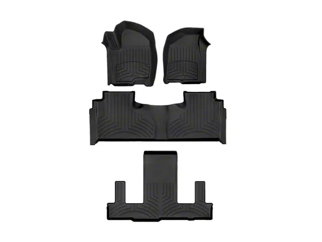Weathertech Front, Rear and Third Row Floor Liner HP; Black (21-24 Tahoe w/ 2nd Row Bucket Seats)