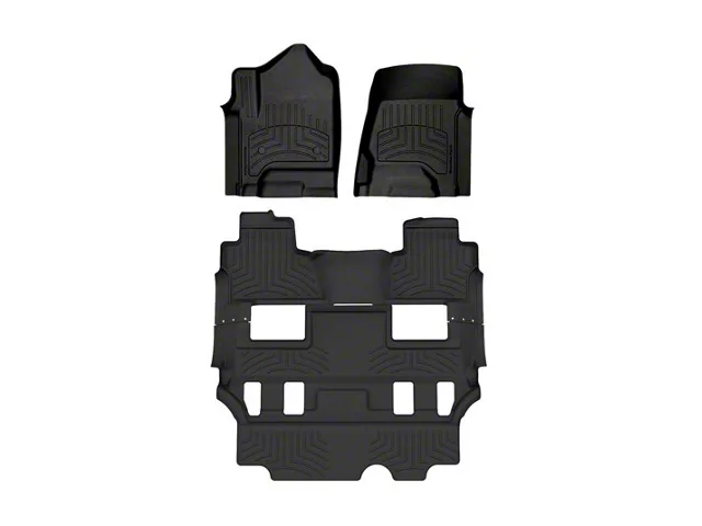 Weathertech Front, Rear and Third Row Floor Liner HP; Black (15-20 Tahoe w/ 2nd Row Bucket Seats)
