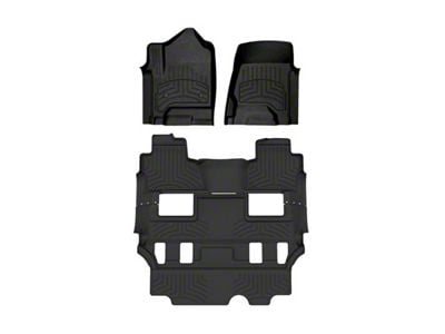 Weathertech Front, Rear and Third Row Floor Liner HP; Black (15-20 Tahoe w/ 2nd Row Bucket Seats)
