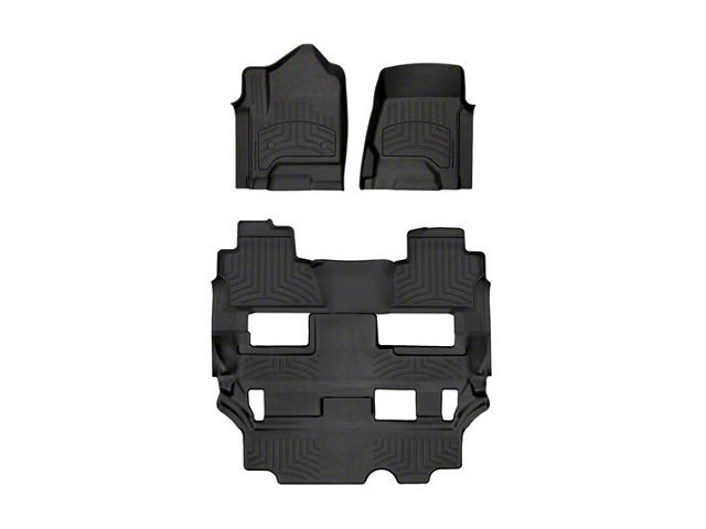 Weathertech Front, Rear and Third Row Floor Liner HP; Black (15-20 Tahoe w/ 2nd Row Bench Seat)