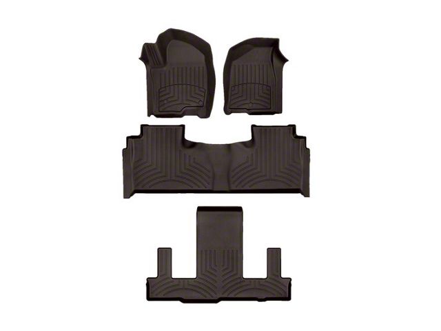 Weathertech Front, Rear and Third Row Floor Liner HP; Cocoa (21-24 Tahoe w/ 2nd Row Bucket Seats)