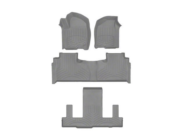 Weathertech Front, Rear and Third Row Floor Liner HP; Gray (21-24 Tahoe w/ 2nd Row Bucket Seats)
