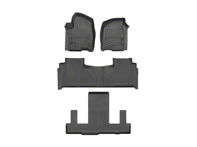 Weathertech DigitalFit Front, Rear and Third Row Floor Liners; Black (21-25 Yukon w/ 2nd Row Bucket Seats)