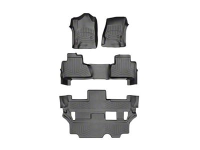Weathertech DigitalFit Front, Rear and Third Row Floor Liners; Black (15-20 Yukon w/ 2nd Row Bench Seats)