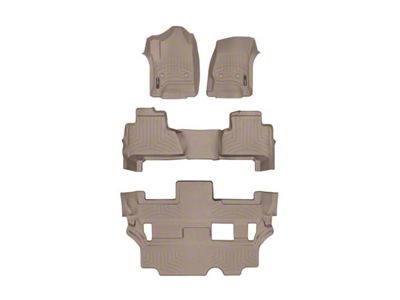 Weathertech DigitalFit Front, Rear and Third Row Floor Liners; Tan (15-20 Yukon w/ 2nd Row Bench Seats)