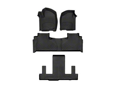 Weathertech Front, Rear and Third Row Floor Liner HP; Black (21-24 Yukon w/ 2nd Row Bench Seat)