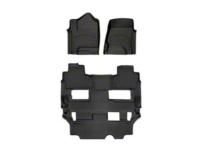 Weathertech Front, Rear and Third Row Floor Liner HP; Black (15-20 Yukon w/ 2nd Row Bench Seat)