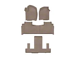 Weathertech Front, Rear and Third Row Floor Liner HP; Tan (21-26 Yukon w/ 2nd Row Bucket Seats)