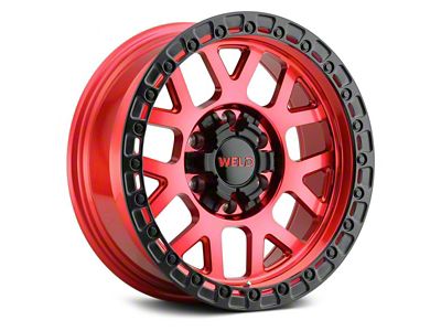 Weld Off-Road Cinch Candy Red with Satin Black Ring 6-Lug Wheel; 17x9; -12mm Offset (15-20 F-150)