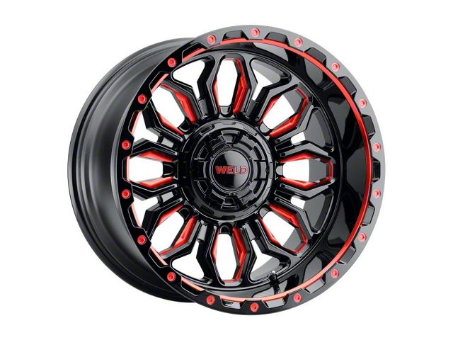 Weld Off-Road Flare Gloss Black Milled Red 6-Lug Wheel; 20x10; -18mm Offset (15-20 F-150)