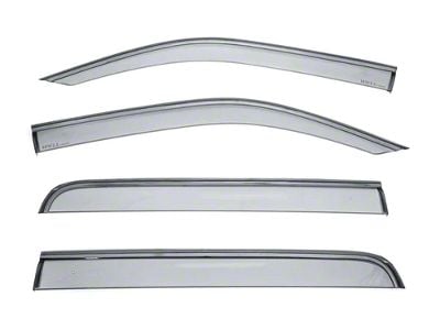 WELLvisors Taped-on Window Visors Wind Deflectors with Black Trim; Front and Rear; Dark Tint (19-24 RAM 1500 Crew Cab)