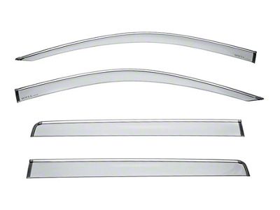 WELLvisors Taped-on Window Visors Wind Deflectors with Chrome Trim; Front and Rear; Dark Tint (19-24 Silverado 1500 Crew Cab)