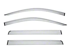 WELLvisors Taped-on Window Visors Wind Deflectors with Chrome Trim; Front and Rear; Dark Tint (19-24 Silverado 1500 Crew Cab)