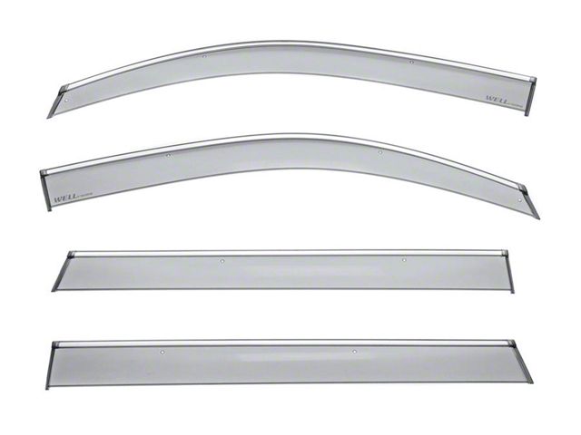 WELLvisors Taped-on Window Visors Wind Deflectors with Chrome Trim; Front and Rear; Dark Tint (15-20 Tahoe)