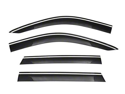 WELLvisors Taped-on Window Visors Wind Deflectors with Chrome Trim; Front and Rear; Dark Tint (21-24 Tahoe)