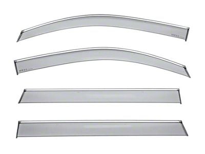 WELLvisors Taped-on Window Visors Wind Deflectors with Chrome Trim; Front and Rear; Dark Tint (15-20 Yukon)