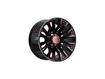 Wesrock Wheels Maverick Gloss Black Milled with Red Tint 6-Lug Wheel; 20x10; -12mm Offset (07-13 Sierra 1500)