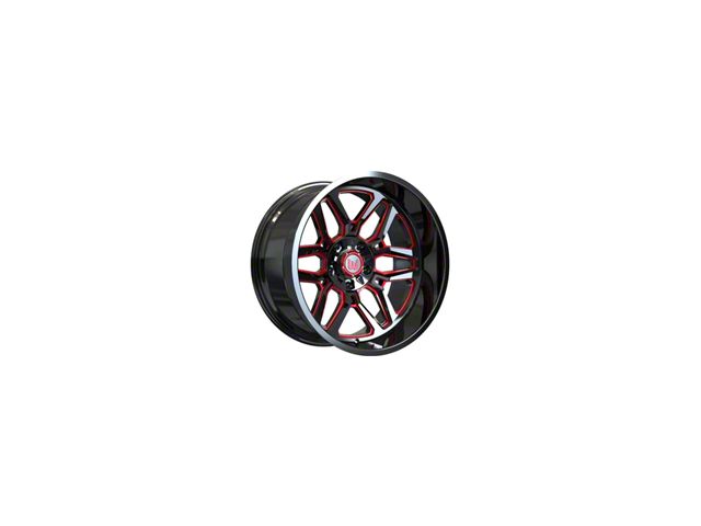 Wesrock Wheels Ranger Gloss Black Milled with Red Tint 6-Lug Wheel; 20x10; -12mm Offset (14-18 Silverado 1500)