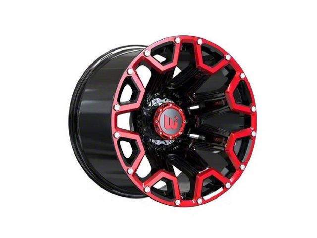 Wesrock Wheels Blaze Gloss Black Machined with Red Tint and Silver Decorative Bolts 6-Lug Wheel; 20x10; -12mm Offset (15-20 Tahoe)