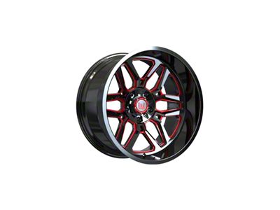 Wesrock Wheels Ranger Gloss Black Milled with Red Tint 6-Lug Wheel; 20x10; -12mm Offset (99-06 Sierra 1500)