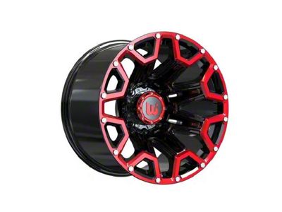 Wesrock Wheels Blaze Gloss Black Machined with Red Tint and Silver Decorative Bolts 6-Lug Wheel; 20x12; -44mm Offset (19-24 RAM 1500)