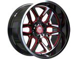 Wesrock Wheels Ranger Gloss Black Milled with Red Tint 5-Lug Wheel; 20x10; -12mm Offset (02-08 RAM 1500, Excluding Mega Cab)