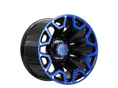 Wesrock Wheels Blaze Gloss Black Machined with Blue Tint and Silver Decorative Bolts 6-Lug Wheel; 20x10; -12mm Offset (19-24 Sierra 1500)