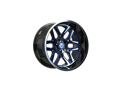 Wesrock Wheels Ranger Gloss Black Milled with Blue Tint 6-Lug Wheel; 20x10; -12mm Offset (19-25 Sierra 1500)