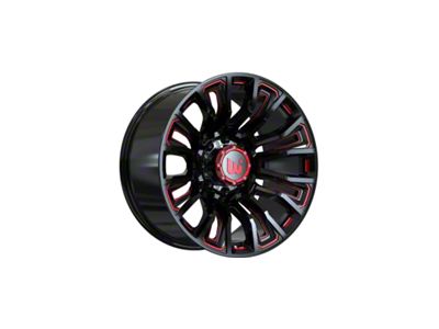Wesrock Wheels Maverick Gloss Black Milled with Red Tint 6-Lug Wheel; 20x10; -12mm Offset (19-26 Silverado 1500)