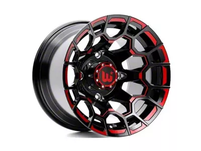 Wesrock Wheels Spur Gloss Black Milled with Red Tint 6-Lug Wheel; 22x12; -44mm Offset (19-24 Silverado 1500)