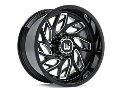 Western Wheels MS83 Gloss Black with Milling Spokes 8-Lug Wheel; 20x10; -12mm Offset (01-06 Sierra 3500 HD SRW)