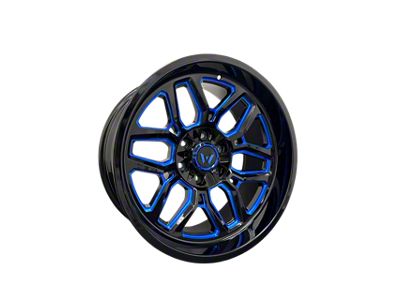 Western Wheels RANGER Gloss Black with Blue Milling 6-Lug Wheel; 22x12; -44mm Offset (07-14 Tahoe)