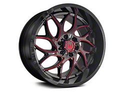 Western Wheels DUKE Gloss Black with Red Milling 8-Lug Wheel; 20x10; -12mm Offset (11-16 F-350 Super Duty SRW)